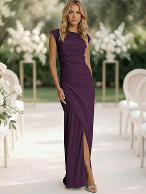 Jersey Mermaid Scoop Neck Long Bridesmaid Dresses