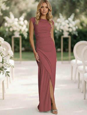 Jersey Mermaid Scoop Neck Long Bridesmaid Dresses