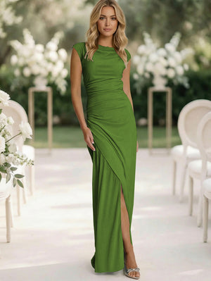 Jersey Mermaid Scoop Neck Long Bridesmaid Dresses
