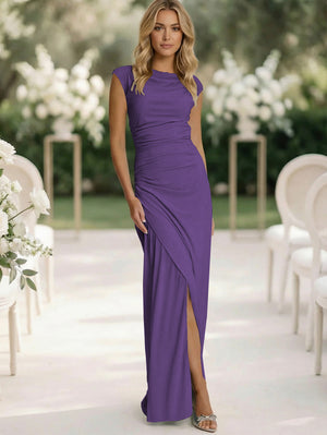 Jersey Mermaid Scoop Neck Long Bridesmaid Dresses