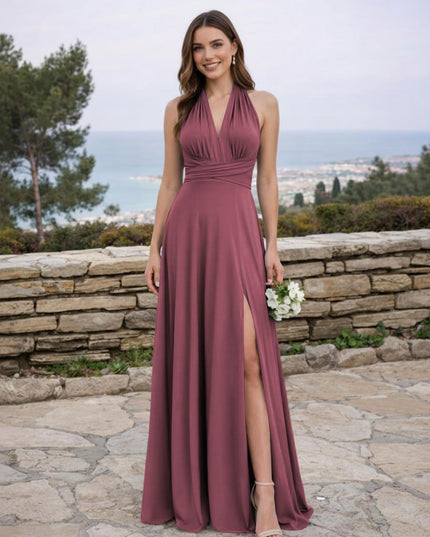 Jersey A Line V Neck Long Bridesmaid Dresses