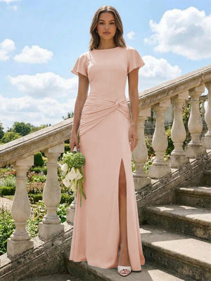 Jersey Simple Scoop Neck Long Formal Dresses