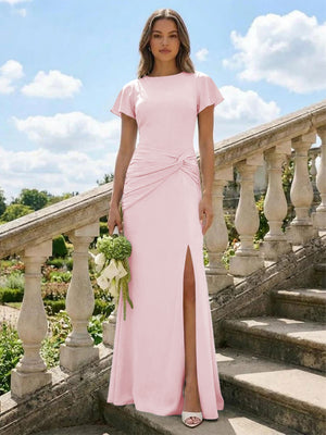 Jersey Simple Scoop Neck Long Formal Dresses