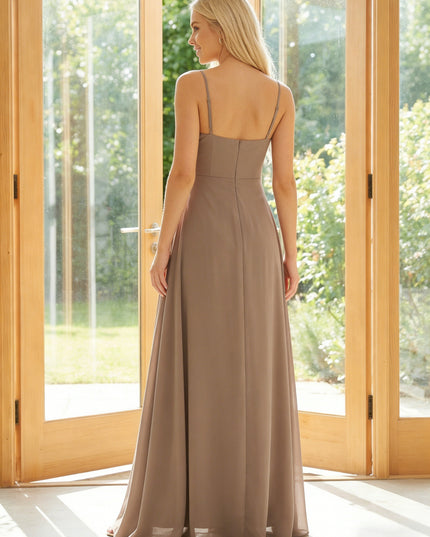 Chiffon Spaghetti Straps Sweetheart Maxi Bridesmaid Dresses
