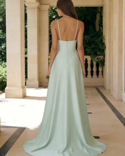 Satin Cowl Neck Spaghetti Straps Formal Dresses