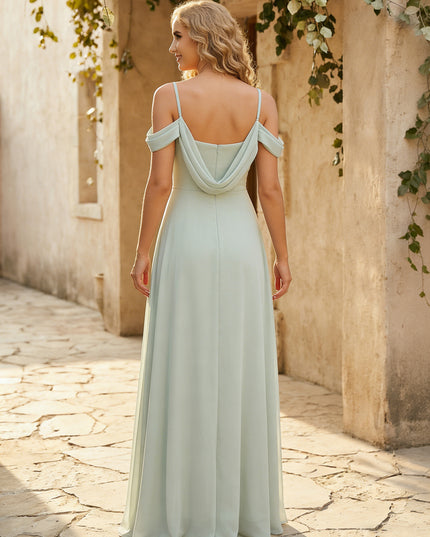 Chiffon Off the Shoulder V Neck Bridesmaid Dresses