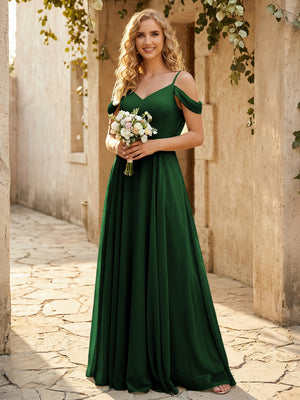 Chiffon Off the Shoulder V Neck Bridesmaid Dresses