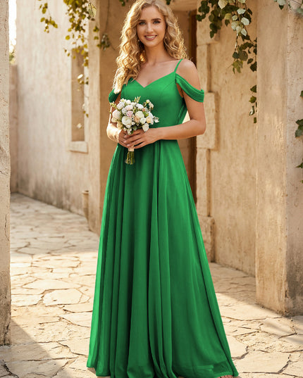 Chiffon Off the Shoulder V Neck Bridesmaid Dresses