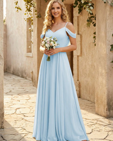Chiffon Off the Shoulder V Neck Bridesmaid Dresses
