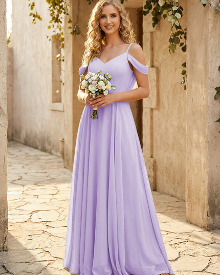 Chiffon Off the Shoulder V Neck Bridesmaid Dresses
