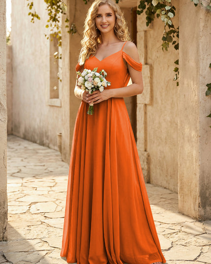Chiffon Off the Shoulder V Neck Bridesmaid Dresses
