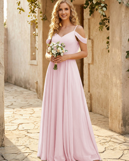 Chiffon Off the Shoulder V Neck Bridesmaid Dresses