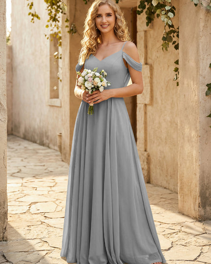 Chiffon Off the Shoulder V Neck Bridesmaid Dresses