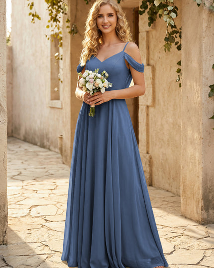 Chiffon Off the Shoulder V Neck Bridesmaid Dresses