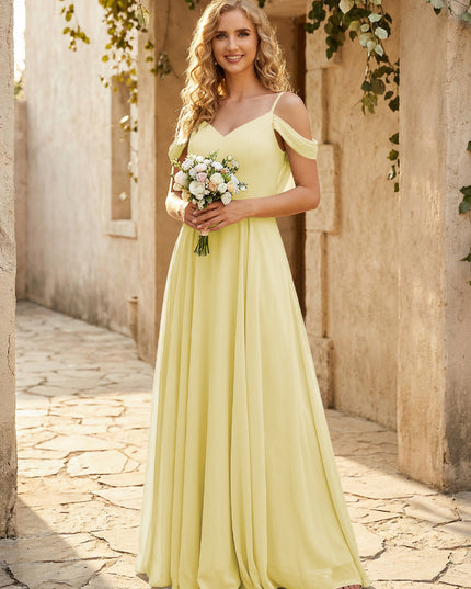 Chiffon Off the Shoulder V Neck Bridesmaid Dresses