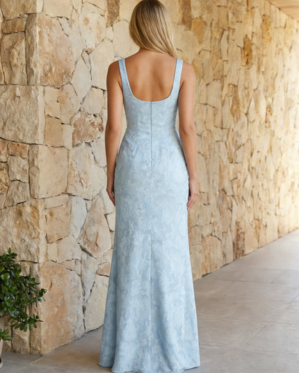 Floral Spaghetti Straps Mermaid Bridesmaid Dresses with Slit