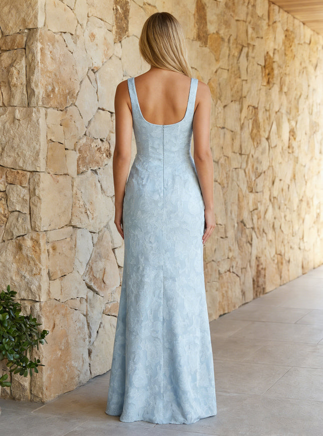 Floral Spaghetti Straps Mermaid Bridesmaid Dresses with Slit