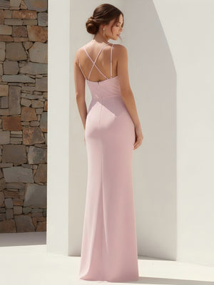 Pleated Spaghetti Straps Sweetheart Mermaid Chiffon Bridesmaid Dresses