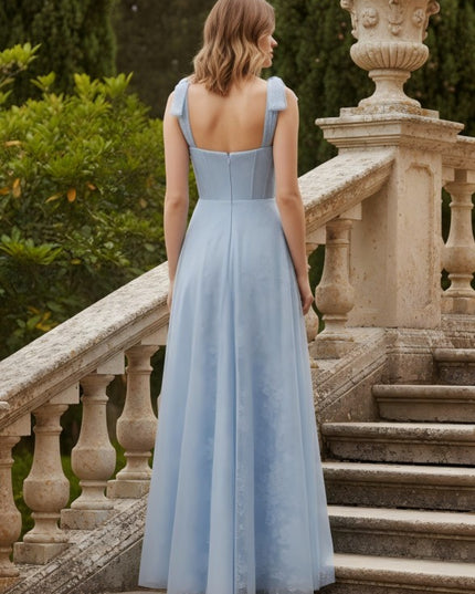 Pleated Spaghetti Straps A Line Floral Print Bridesmaid Dresses