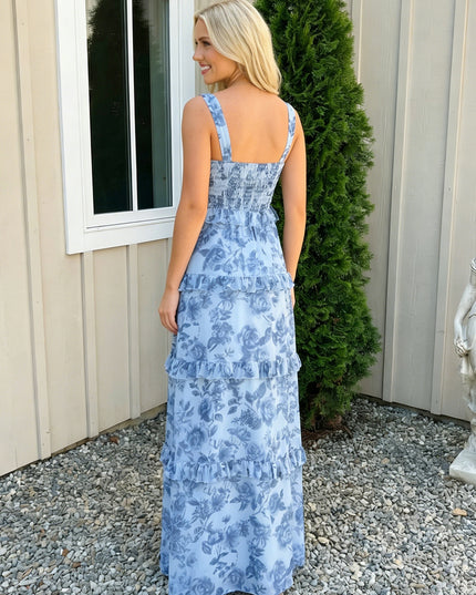 Chiffon Ruffled Sweetheart Maxi Long Wedding Guest Dresses with Floral