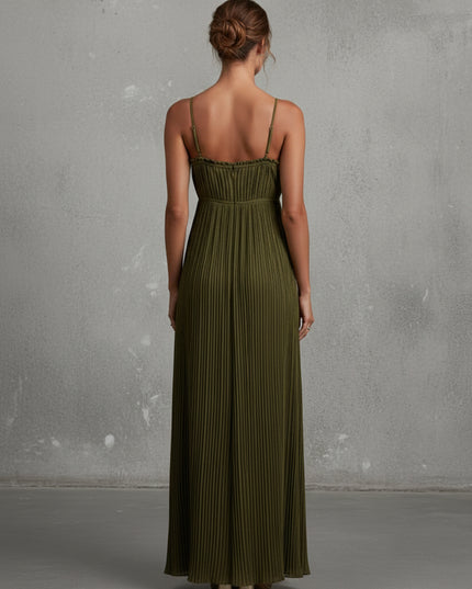 Spaghetti Straps Pleated Strapless Satin A Line Bridesmaid Dresses