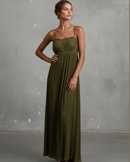 Spaghetti Straps Pleated Strapless Satin A Line Bridesmaid Dresses