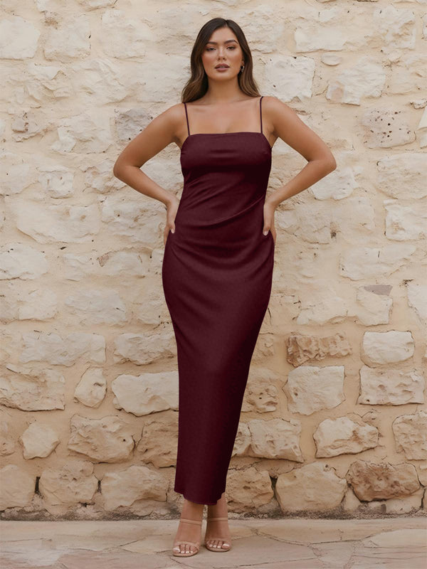 Satin Spaghetti Straps Strapless Sleeveless Bridesmaid Dresses