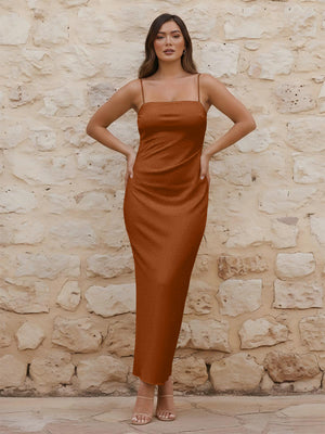 Satin Spaghetti Straps Strapless Sleeveless Bridesmaid Dresses