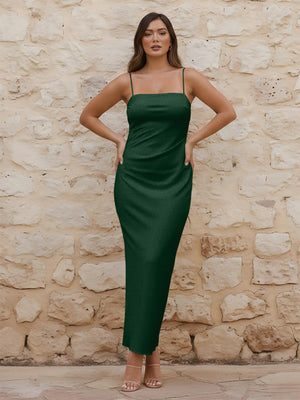 Satin Spaghetti Straps Strapless Sleeveless Bridesmaid Dresses