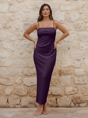 Satin Spaghetti Straps Strapless Sleeveless Bridesmaid Dresses