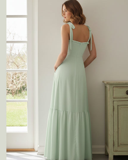 Chiffon Spaghetti Straps Sweetheart Sleeveless Bridesmaid Dresses