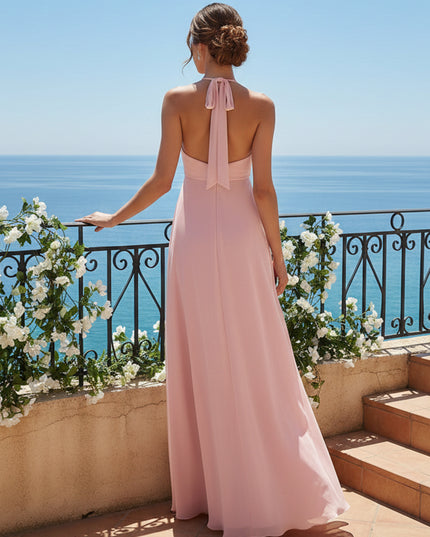 V Neck Spaghetti Straps Pleated A Line Wedding Guest Dresses