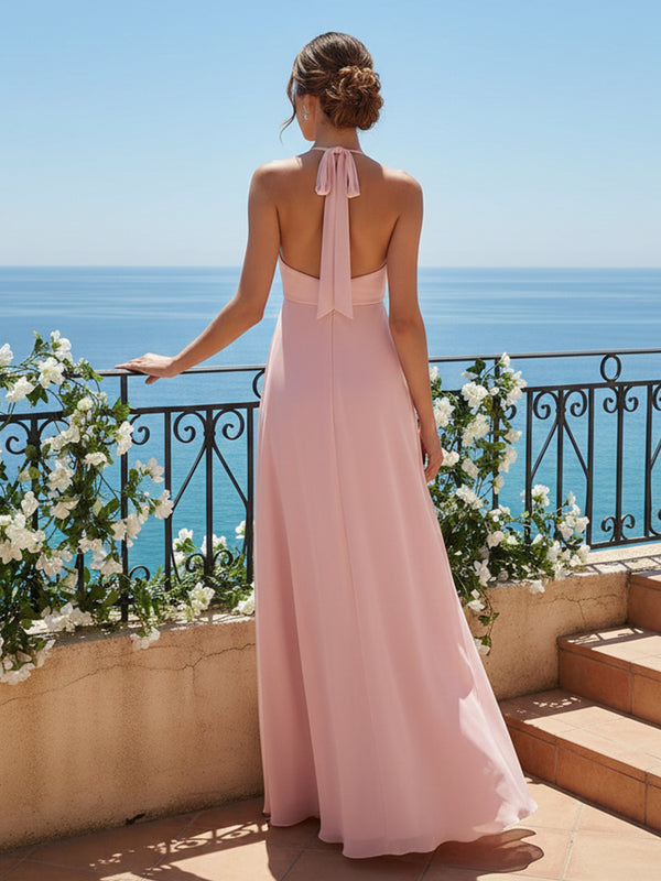 V Neck Spaghetti Straps Pleated A Line Wedding Guest Dresses