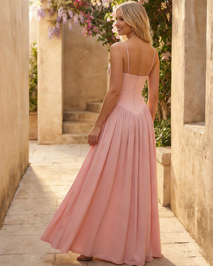 Sweetheart Spaghetti Straps Pleated Chiffon Bridesmaid Dresses
