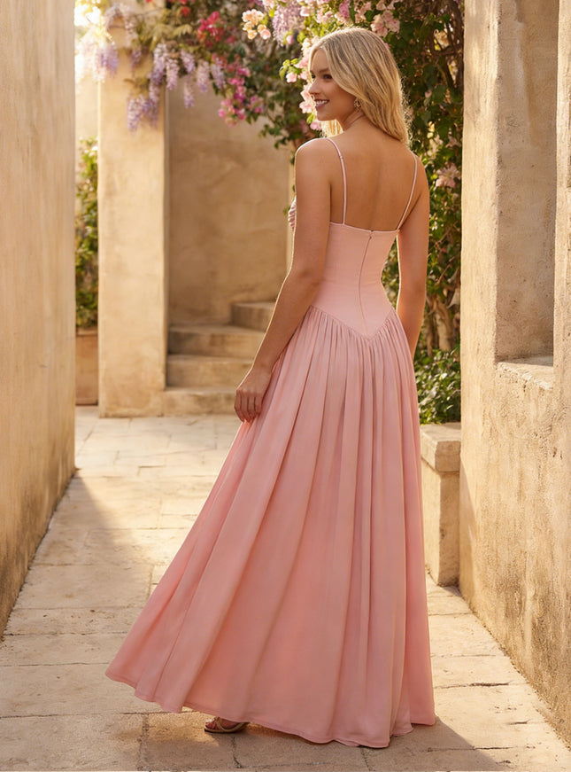Sweetheart Spaghetti Straps Pleated Chiffon Bridesmaid Dresses