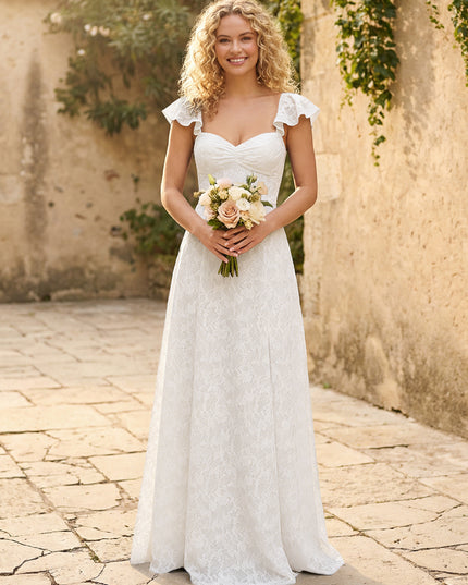 Lace Applique Sweetheart A Line Pleats Bridesmaid Dresses