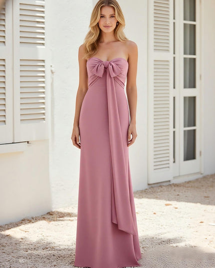 Satin Sweetheart Corset Bridesmaid Dresses with Bow