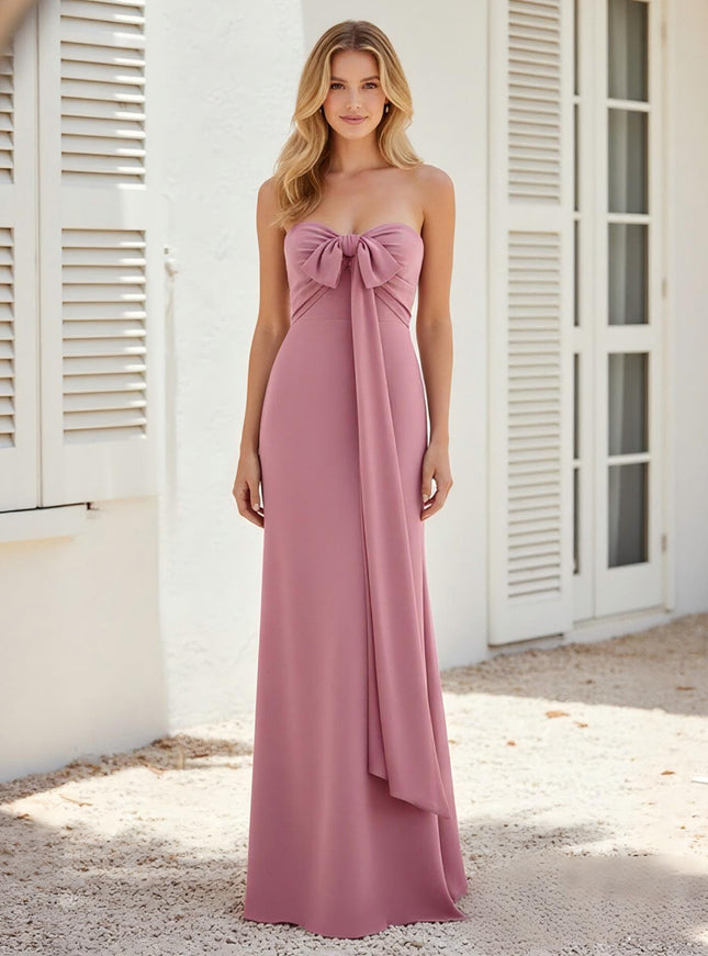Satin Sweetheart Corset Bridesmaid Dresses with Bow