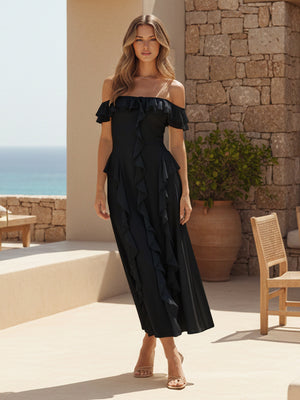 Ruffles Chiffon Off the Shoulder A Line Bridesmaid Dresses