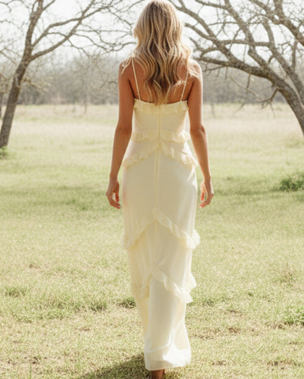 Chiffon Strapless Spaghetti Straps Tiered Ruffles Bridesmaid Dresses