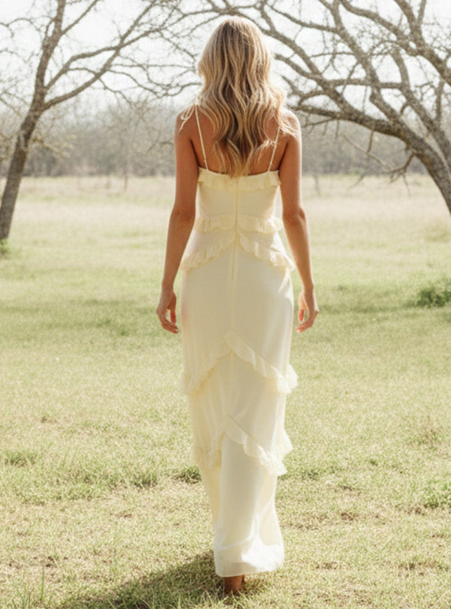 Chiffon Strapless Spaghetti Straps Tiered Ruffles Bridesmaid Dresses