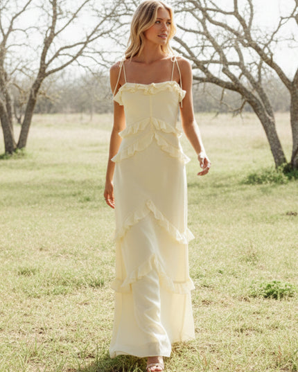 Chiffon Strapless Spaghetti Straps Tiered Ruffles Bridesmaid Dresses