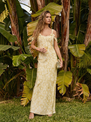 Floral Spaghetti Straps Ruffles Bridesmaid Dresses