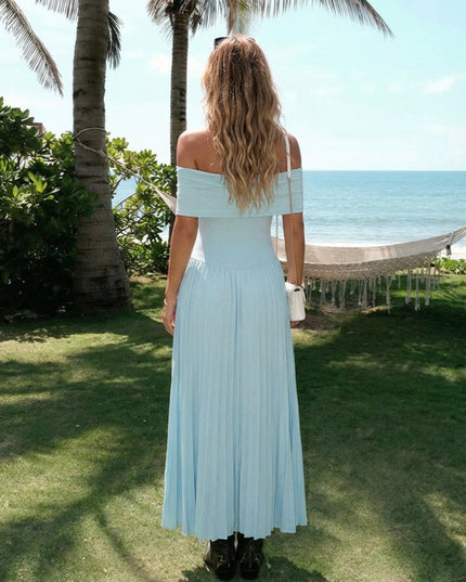 Satin Off the Shoulder Pleated Bridesmaid Dresses