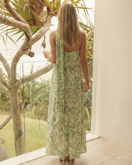 Strapless Floral  A Line Wedding Guest Dresses with Scarf