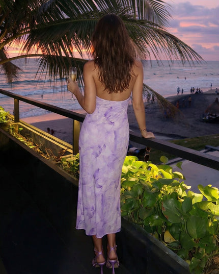 Scoop Neck Cut Out Floral Wedding Guest Dresses