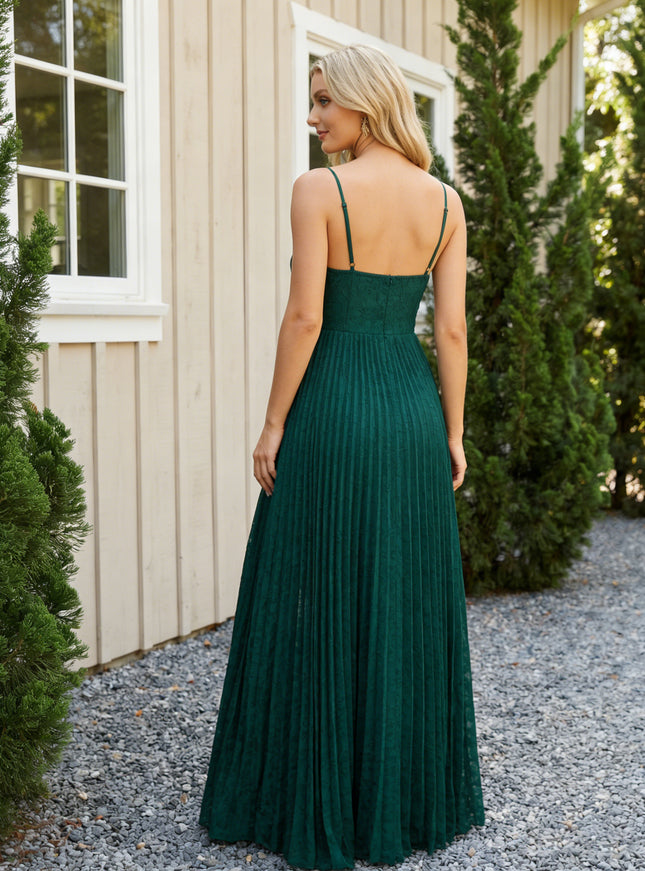 Chiffon Pleated Sweetheart Long Bridesmaid Dresses with Slit