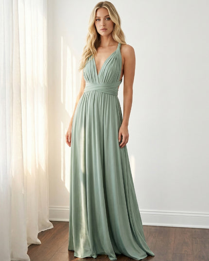 Chiffon Halter Pleated Bridesmaid Dresses with Backless Design