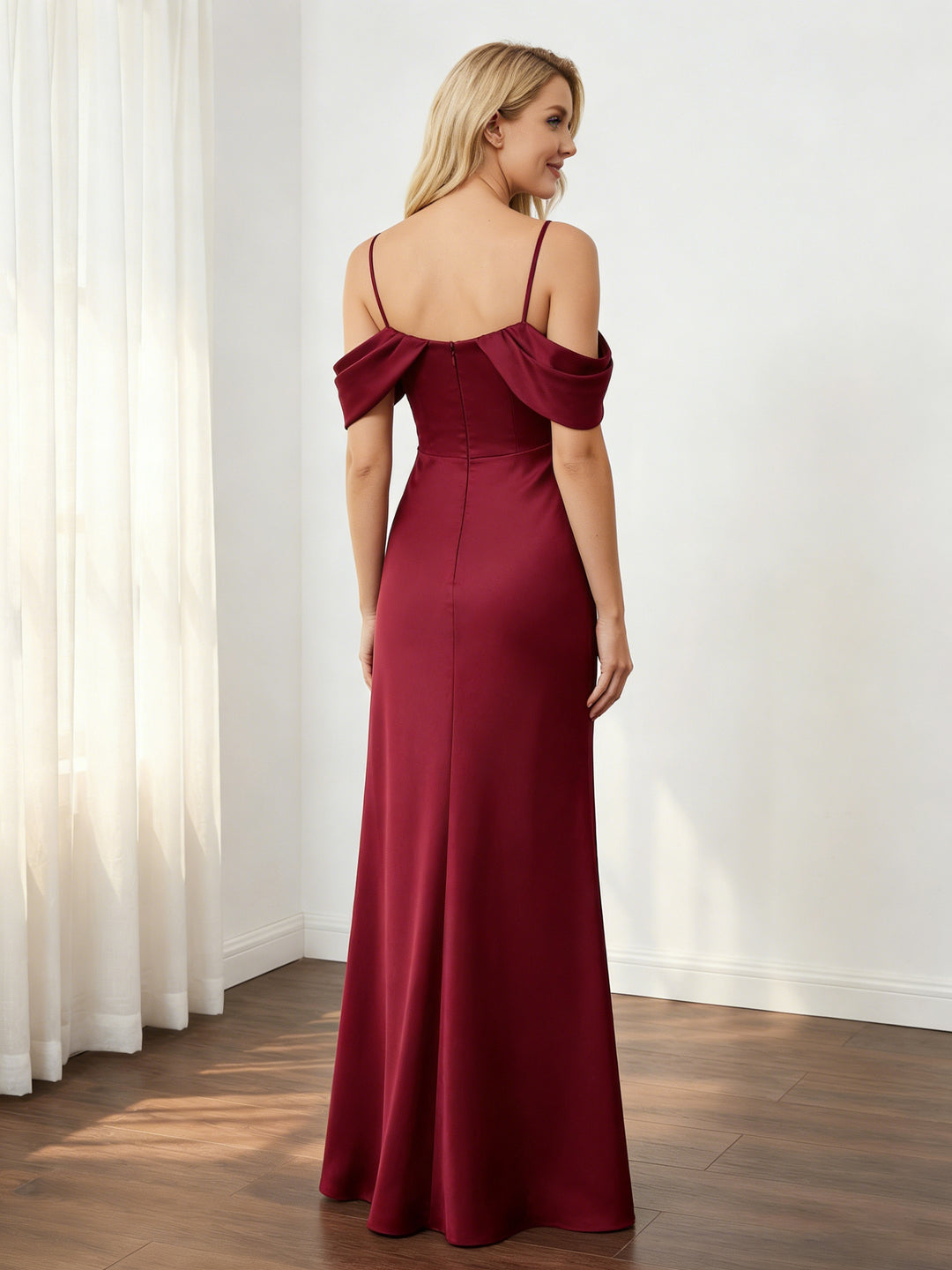 Satin Off Shoulder Mermaid Bridesmaid Dresses for Women