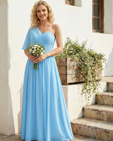 Chiffon Pleated One Shoulder A Line Bridesmaid Dresses